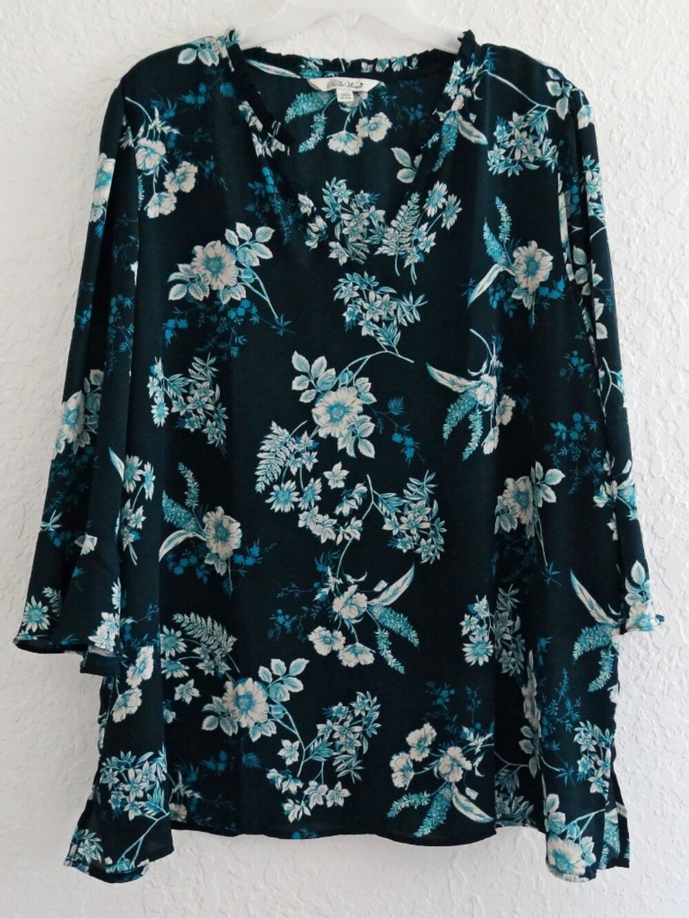 The Pioneer Woman XXXL Green Teal Floral 3/4 Sleeve Blouse Top